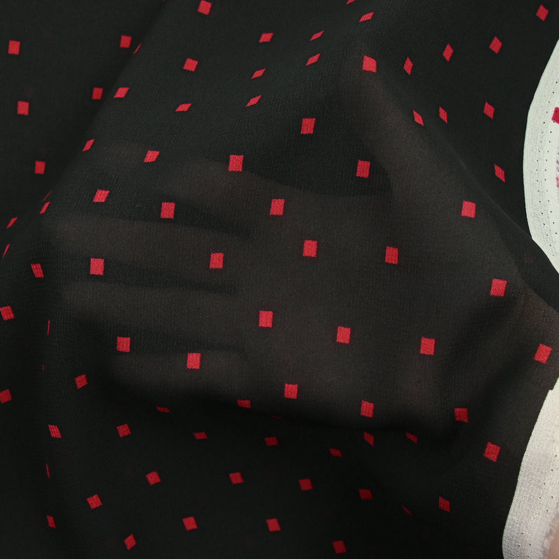 Crêpe georgette viscose imprimé rectangle rouge fond noir