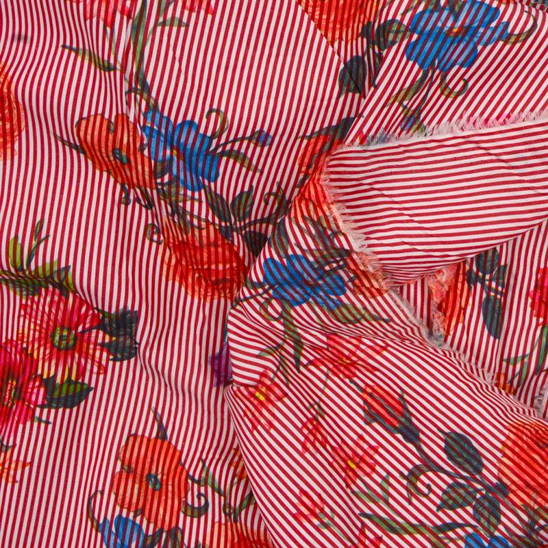 Polyester tissé teint Elise imprimé rayures rouges