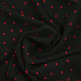 Crêpe georgette viscose imprimé rectangle rouge fond noir