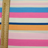Pink, blue, orange and ecru crimp