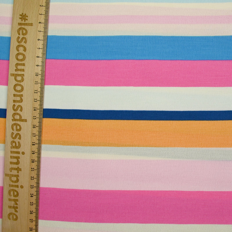 Pink, blue, orange and ecru crimp