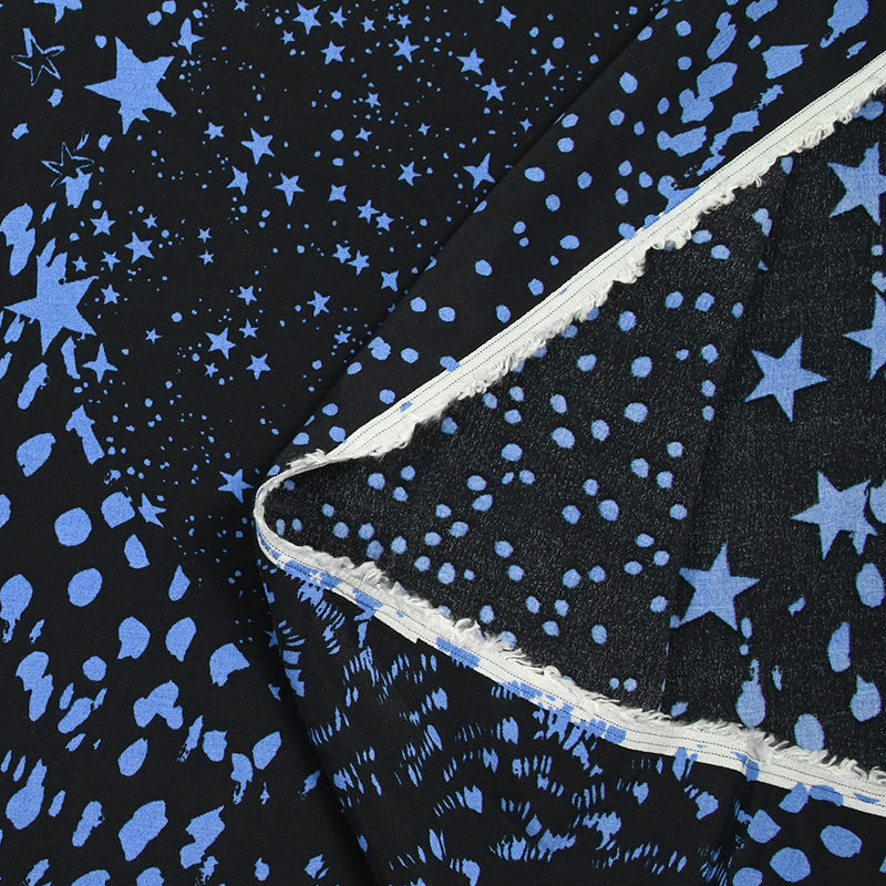 Crêpe viscose léger imprimé la nuit étoilée fond noir