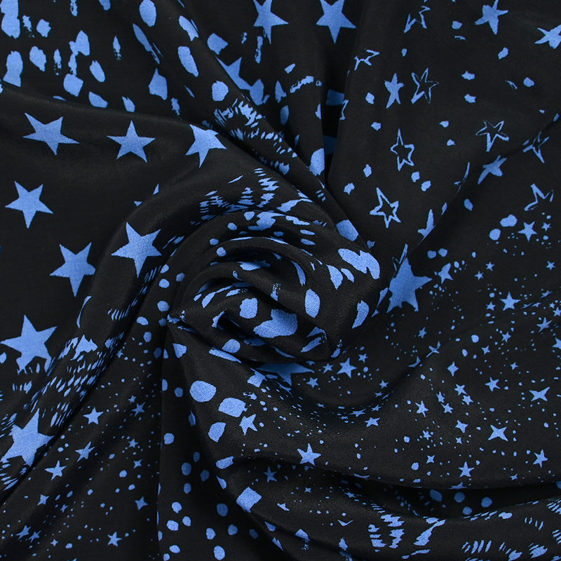 Crêpe viscose léger imprimé la nuit étoilée fond noir