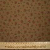 Light printed viscose red roses brown background