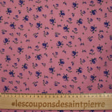 Viscose imprimée légère roses bleues fond rose