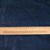 Velours de coton côtelé grosses côtes 6 mm marine fond blanc