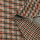 Drap de laine mélangée pied-de-poule marron et rouille fond beige