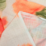 Woven cotton Linen A look printed flowers with watercolor