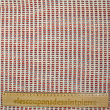 Jacquard de polycoton Lurex rayé bleu et rouge fond blanc cassé