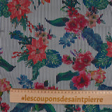 Polyester tissé teint monstera imprimé rayures noires