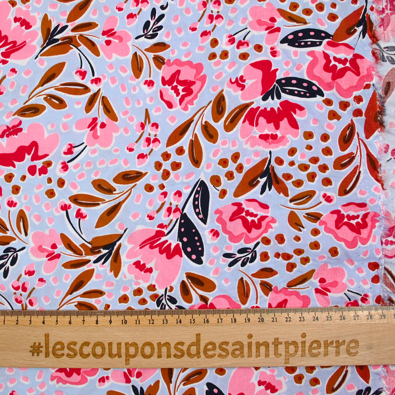Viscose imprimée éclat botanique fond ciel