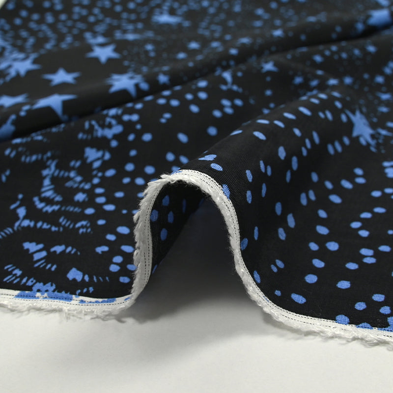 Crêpe viscose léger imprimé la nuit étoilée fond noir