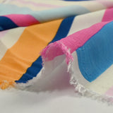 Pink, blue, orange and ecru crimp