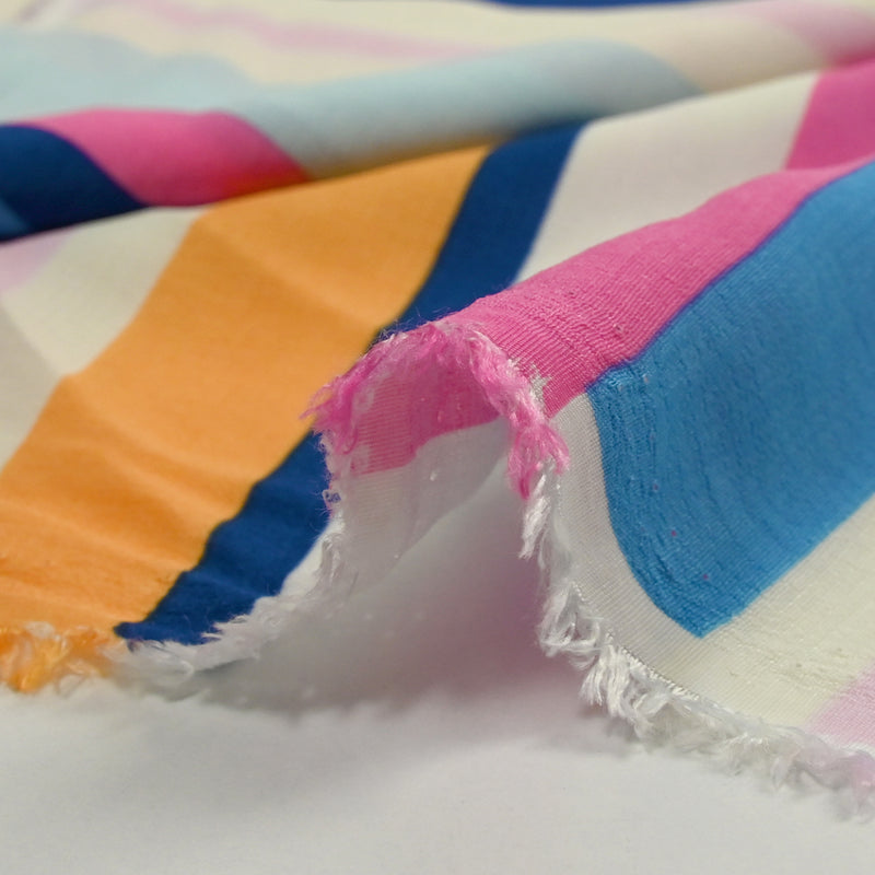 Pink, blue, orange and ecru crimp
