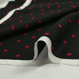 Crêpe georgette viscose imprimé rectangle rouge fond noir