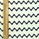 Cotton satin elastane wave marine white background