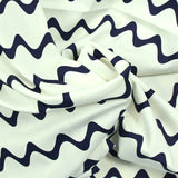 Cotton satin elastane wave marine white background