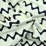 Cotton satin elastane wave marine white background