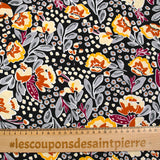 Viscose imprimée éclat botanique fond noir