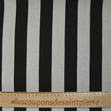 Gabardine de laine mélangée rayée noir et blanc cassé