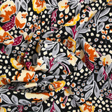 Viscose imprimée éclat botanique fond noir