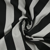 Gabardine de laine mélangée rayée noir et blanc cassé