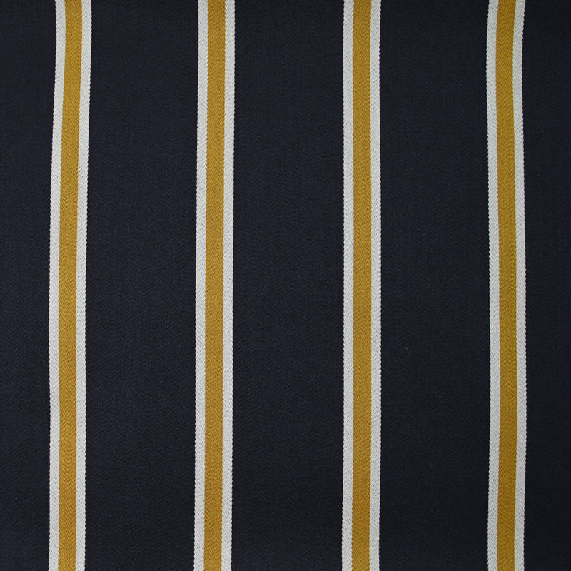 Gabardine de laine mélangée rayée écru et moutarde fond marine