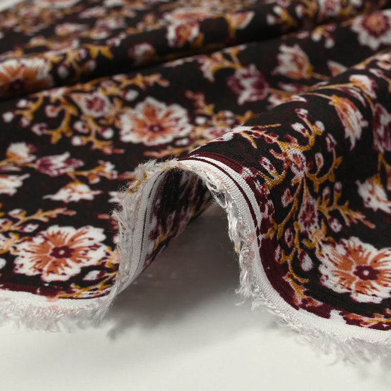 Crécon Printed Viscose Molding in flowers binding wine and mustard