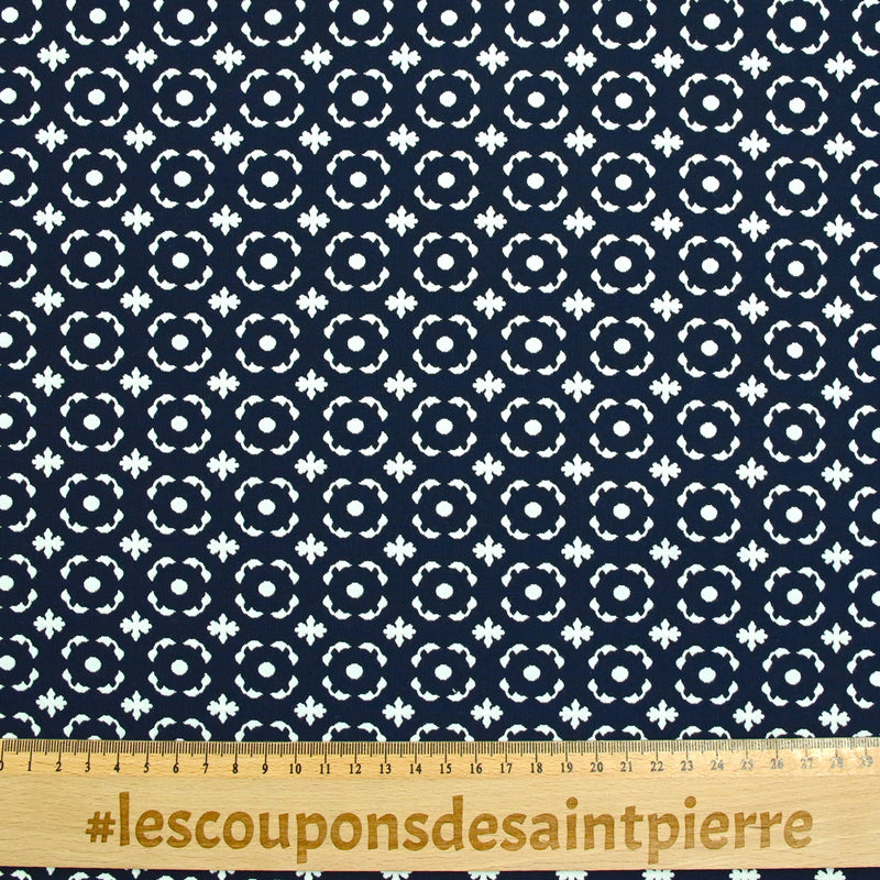 Jacquard polycoton éternel fond marine