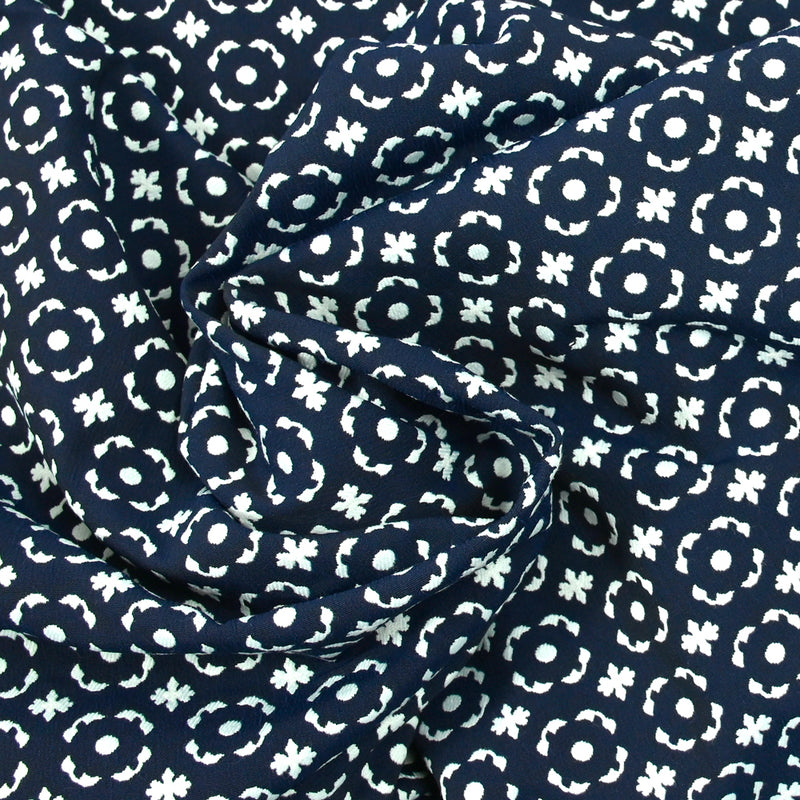 Jacquard polycoton éternel fond marine