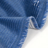 Cotton corduroy coarse rib 6 mm blue white background