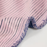 Velours de coton côtelé grosses côtes 6 mm rose fond jeans