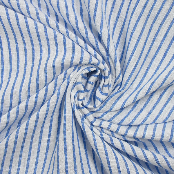 Étamine de polyester fines rayures fond bleu bleuet