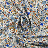 Lin viscose imprimé automne en fleurs fond blanc