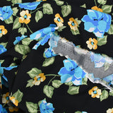 Viscose imprimée bouquet bleu royal fond noir