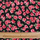 Viscose imprimée hibiscus fond noir