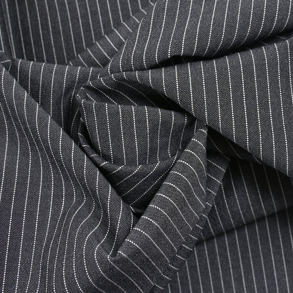 Tissu tailleur laine mélangée rayé 1cm gris