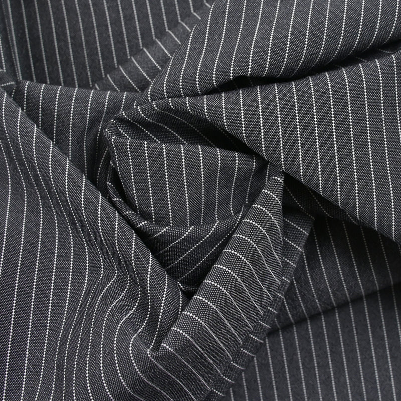 Tissu tailleur laine mélangée rayé 1cm gris