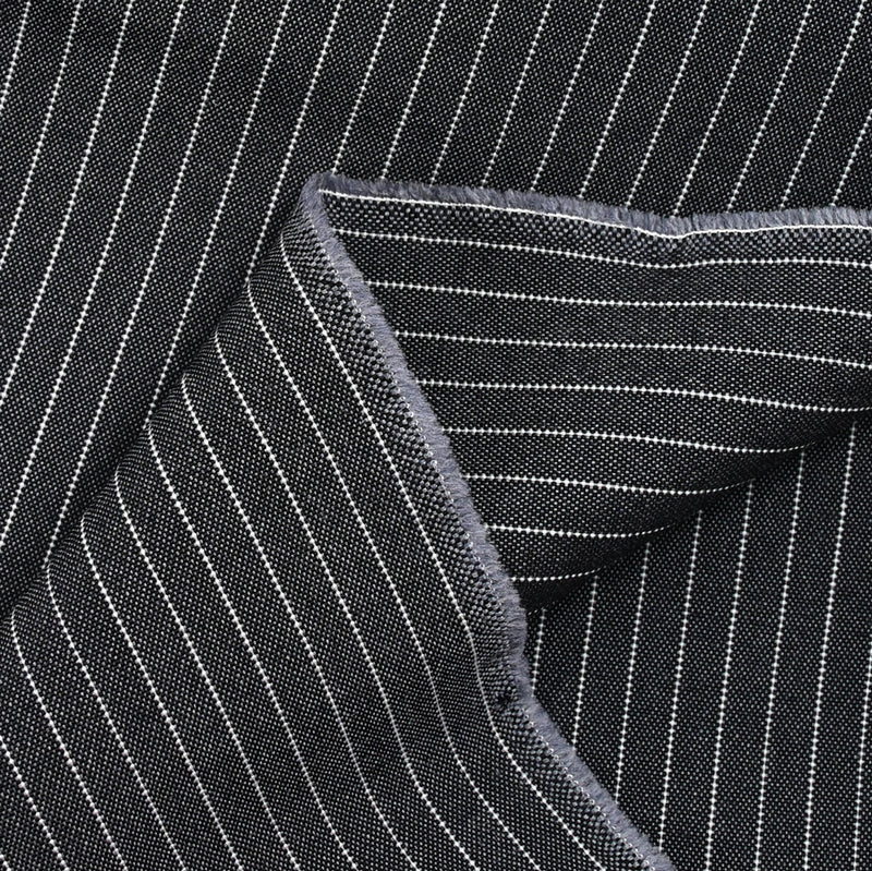 Tissu tailleur laine mélangée rayé 1cm gris
