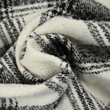 Lainage polyester bouclette à carreaux blanc cassé