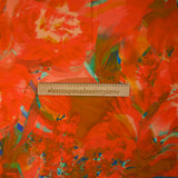 Viscose imprimée artistique fond rouge corail