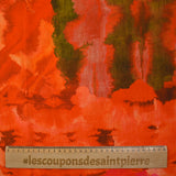 Viscose tissée imprimée brume orange et kaki