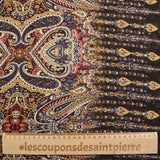 Viscose imprimée cachemire mauve, ocre et lie de vin