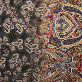 Viscose imprimée cachemire mauve, ocre et lie de vin