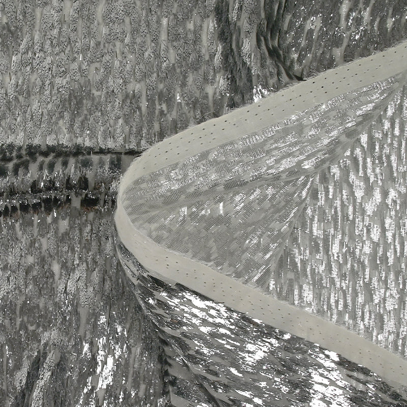Mousseline de soie lancé découpé argent