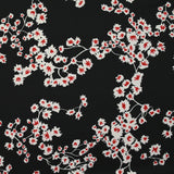 Satin viscose jersey printed Sakura Fleur Black background