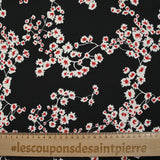 Satin viscose jersey printed Sakura Fleur Black background