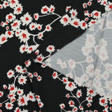 Satin viscose jersey printed Sakura Fleur Black background