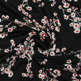 Satin viscose jersey printed Sakura Fleur Black background