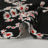 Satin viscose jersey printed Sakura Fleur Black background